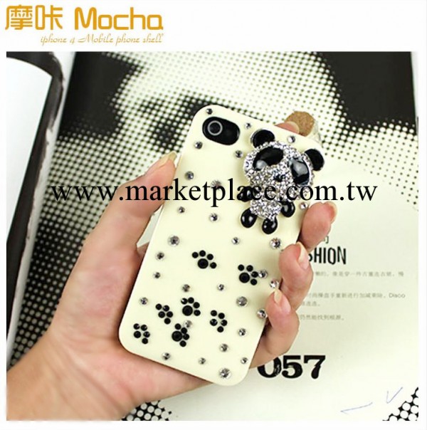 新品上市 鑲鉆熊貓雪糕殼 iphone44s 手機殼 暴力熊蘋果保護套工廠,批發,進口,代購