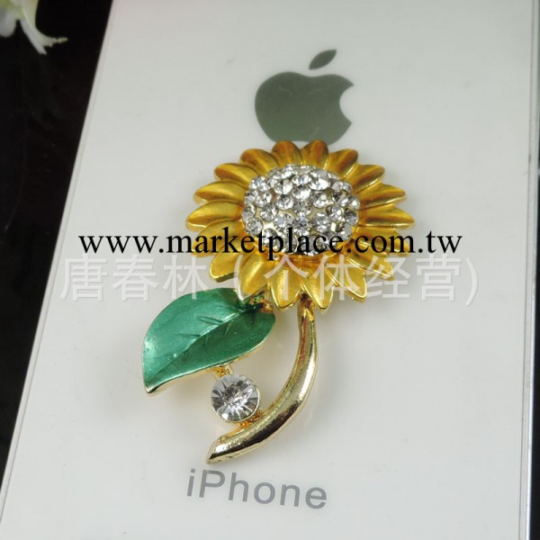 手機貼鉆iphone4s/5代手機殼材料 diy水鉆合金向日葵 蘋果配飾工廠,批發,進口,代購