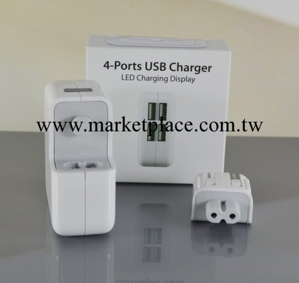 四口USB旅行充電器 iphone/ipad/三星充電器 美規充電器 帶指示燈工廠,批發,進口,代購