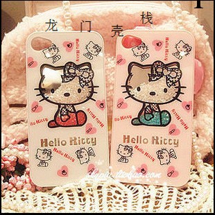 新款骷髏頭hellokitty 手機殼 蘋果4s保護套水鉆 iphone5手機套工廠,批發,進口,代購