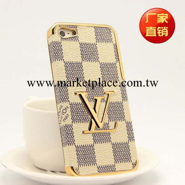工廠直銷 蘋果5代 iphone5電鍍手機外殼 LV款經典方格皮質保護套工廠,批發,進口,代購