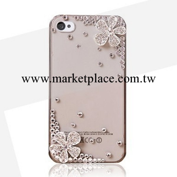 淘寶爆款 蘋果4手機殼iphone4S手機殼 水鉆五瓣花手機殼 iphone5工廠,批發,進口,代購