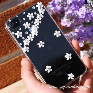 清新雪花水鉆手機殼 IPHONE4手機保護套 蘋果4貼鉆手機殼批發工廠,批發,進口,代購