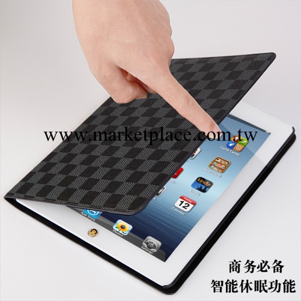 蘋果ipad5保護套 超薄ipad4皮套 智能休眠格子紋保護套 ipad2外殼工廠,批發,進口,代購