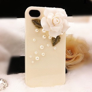 批發 公主風山茶花薔薇珍珠iphone4/4S蘋果5代手機外殼水鉆保護套工廠,批發,進口,代購