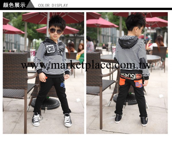 童裝 男童秋裝新款2013 兒童套裝 寶寶衣服長袖帶帽休閒潮寶套裝工廠,批發,進口,代購