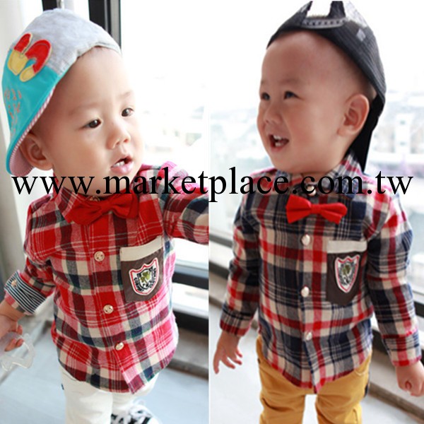 2014春裝新款韓版格子兒童裝男童長袖襯衫代理加盟批發・進口・工廠・代買・代購
