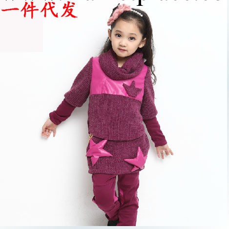 童裝 女童 秋裝2013新款韓版兒童毛線套裝秋冬款休閒服中童女裝潮批發・進口・工廠・代買・代購