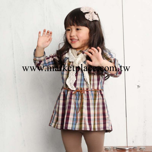 minikidhouse童裝 兒童連衣裙 女童格子長袖工廠,批發,進口,代購