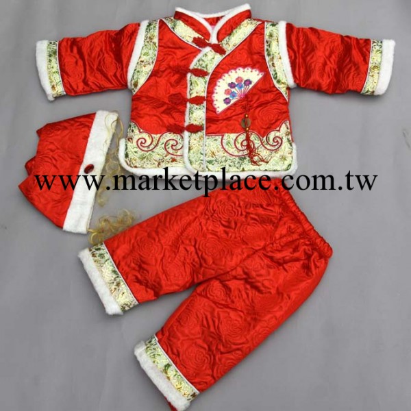 女童夾棉三件套套裝 寶寶百天周歲生日禮服童裝 女童送帽童套裝工廠,批發,進口,代購