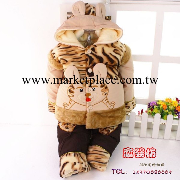 2013冬款嬰幼兒老虎連帽兩件套 男童加厚復古棉衣套裝 童套裝652工廠,批發,進口,代購