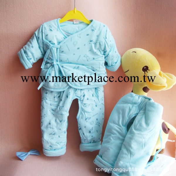 嬰幼兒棉衣套裝 冬季棉服三件套 偏襟無領上衣 系帶平腰開襠褲工廠,批發,進口,代購