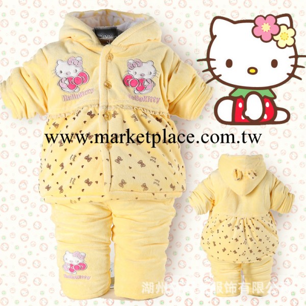 廣州童裝 13冬款加厚童棉衣 0-3歲女童寶寶KT貓水晶絨絨童套裝工廠,批發,進口,代購