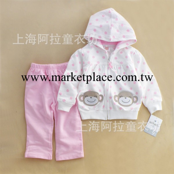 春款女童外貿童套裝 卡特嬰童全棉波點長袖連帽上衣+褲子兩件套工廠,批發,進口,代購