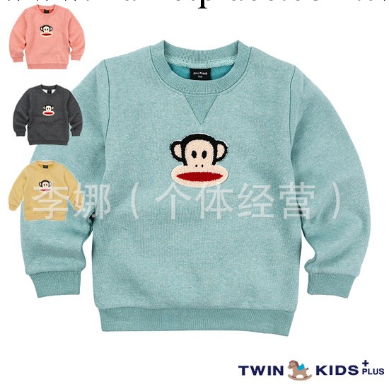 外貿韓版童裝小木馬春冬款加絨加厚猴子刺繡兒童運動套裝 即墨貨工廠,批發,進口,代購