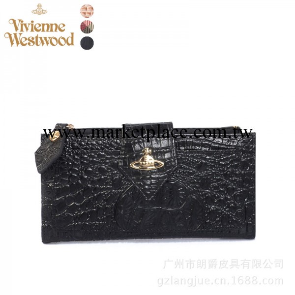 薇薇安土星女式真皮長款搭扣牛皮錢包手拿錢夾鱷魚紋多卡位卡包工廠,批發,進口,代購