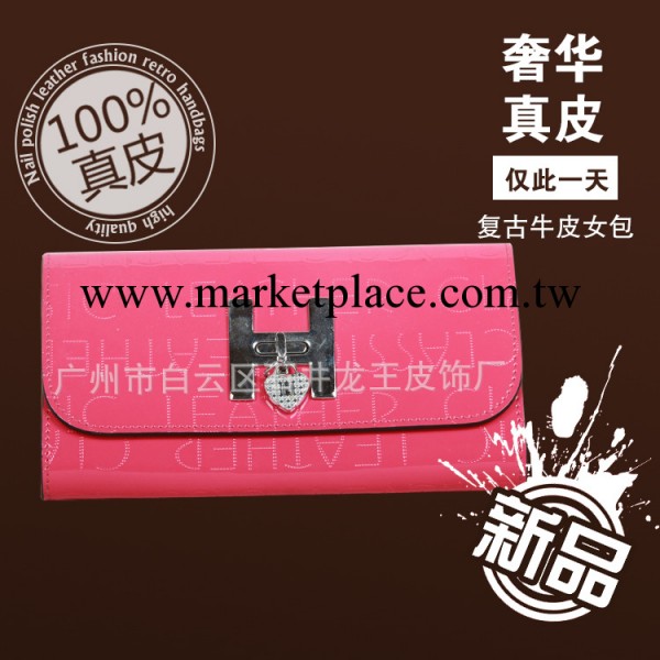 時尚歐美牛皮錢包玫紅色靚麗長款女式錢夾顏色豐富 雅詩世傢工廠,批發,進口,代購