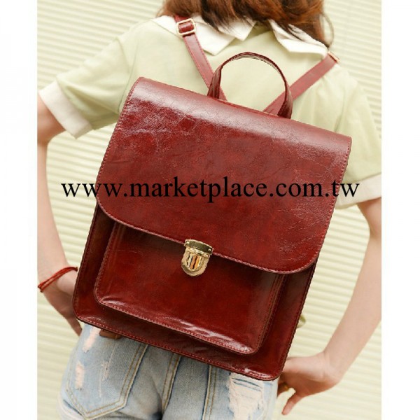 蘑菇街包包新款復古pu雙肩包女韓版潮書包可愛小清新簡約背包工廠,批發,進口,代購