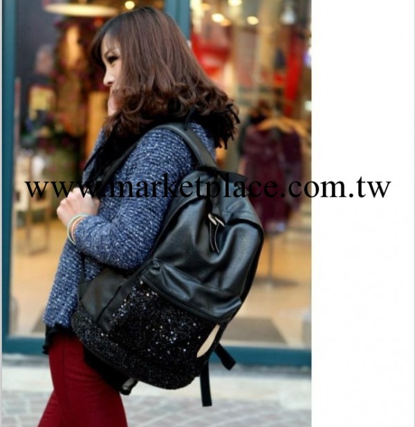 2013年初幾新款韓版雙肩包包 書包 亮片雙肩女包批發R670工廠,批發,進口,代購