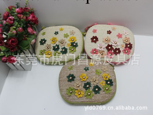 貿易草編包 藤編包 日韓流行彩色小菊花斜掛草編包工廠,批發,進口,代購