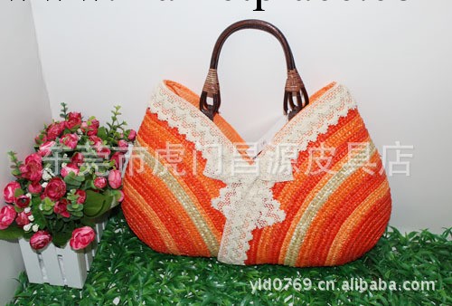 貿易 草編包 藤編包 蕾絲花邊竹把雙帽多彩傘型草編包工廠,批發,進口,代購