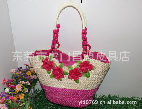貿易 草編包 藤編包 日韓爆款薔薇之戀甜美草編包工廠,批發,進口,代購