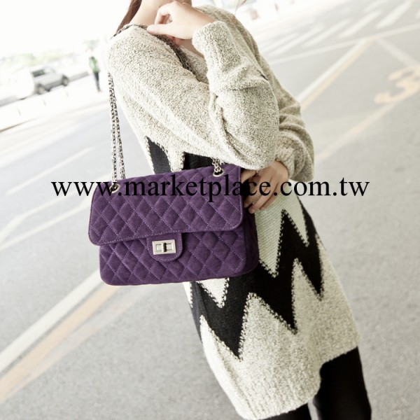 秋冬新款鹿皮絨面小香風包包 韓版菱格鏈條包單肩女包特價批發工廠,批發,進口,代購