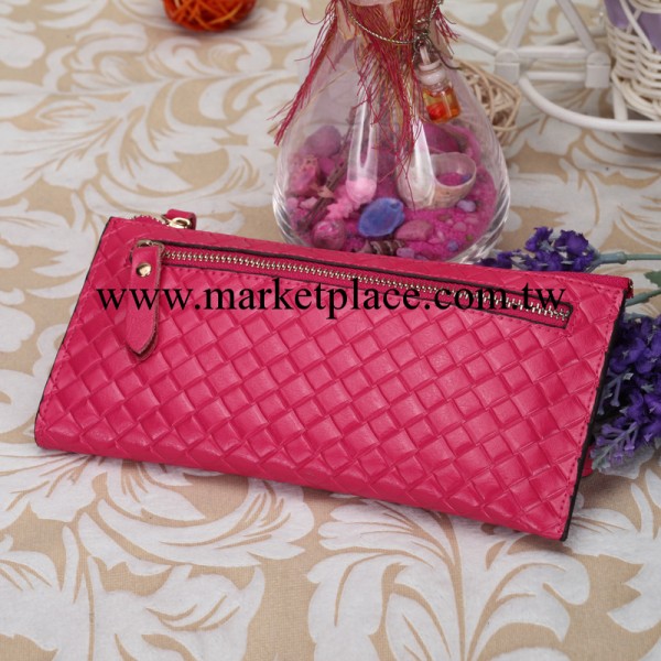 時尚韓版真皮女士錢包/手拿包/零錢包長款菱格編織紋超薄潮包批發工廠,批發,進口,代購