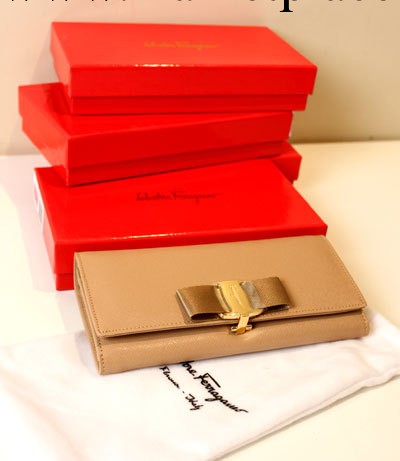 fa蝴蝶結手拿包菲拉女多夾層長款錢包簡約十字紋真皮牛皮手拿包工廠,批發,進口,代購