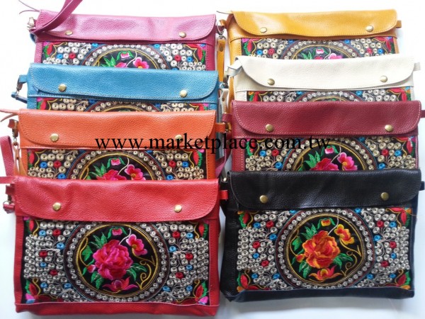 最新款民族風刺繡花旅行包IPAD包手提手拿手工單肩包 女包 真皮工廠,批發,進口,代購