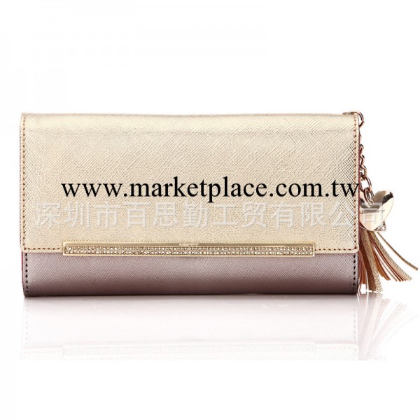 供應新款真皮長款錢包 土豪金十字紋錢包  手拿包 女士真皮錢包工廠,批發,進口,代購