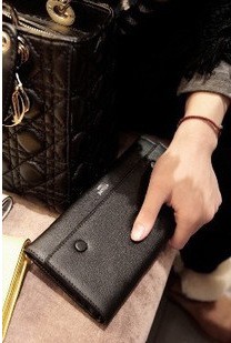 2013新款女包韓版簡約黑色女士錢夾手工 牛皮 錢包女 長款手拿包工廠,批發,進口,代購