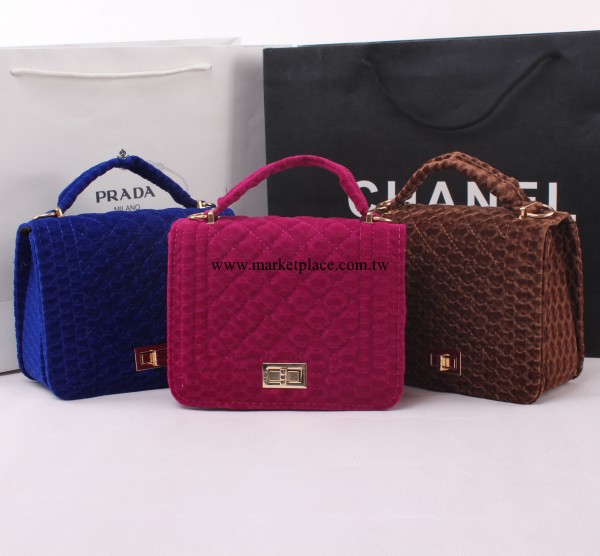 2013新款女包批發斜挎鏈條包定型菱格包絨面繡線菱格單肩手拿包工廠,批發,進口,代購