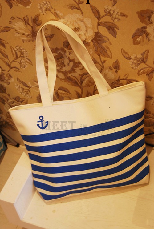 條紋斑馬海軍風包包 單肩手提帆佈包 女 韓版 潮學院風 手拿旅行工廠,批發,進口,代購