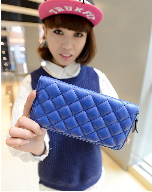 2014秋冬新款小香風菱格繡線大泡泡女式長款拉鏈錢包手拿包日韓風工廠,批發,進口,代購