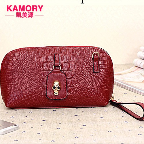 凱美源新款鱷魚紋手拿包 歐美潮女骷髏手抓包 時尚真皮小手包工廠,批發,進口,代購