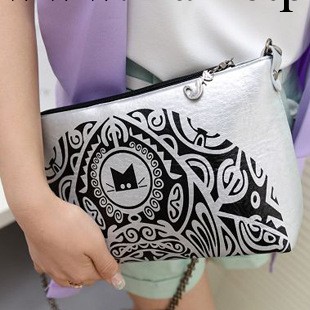 韓版2013新款歐美潮復古貓貓圖騰鏈條手拿包斜挎小包包女包工廠,批發,進口,代購