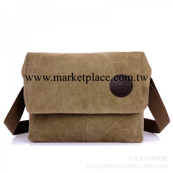 單肩帆佈包男 純棉加厚帆佈配皮單肩斜挎包 韓版時尚商務休閒包包工廠,批發,進口,代購