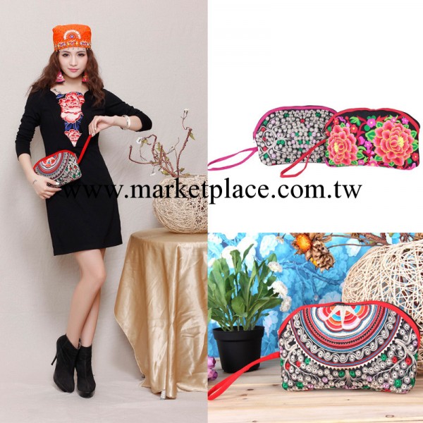 C9823 原創民族風女包 時尚民族風刺繡手拎包手拿包三號零錢包工廠,批發,進口,代購