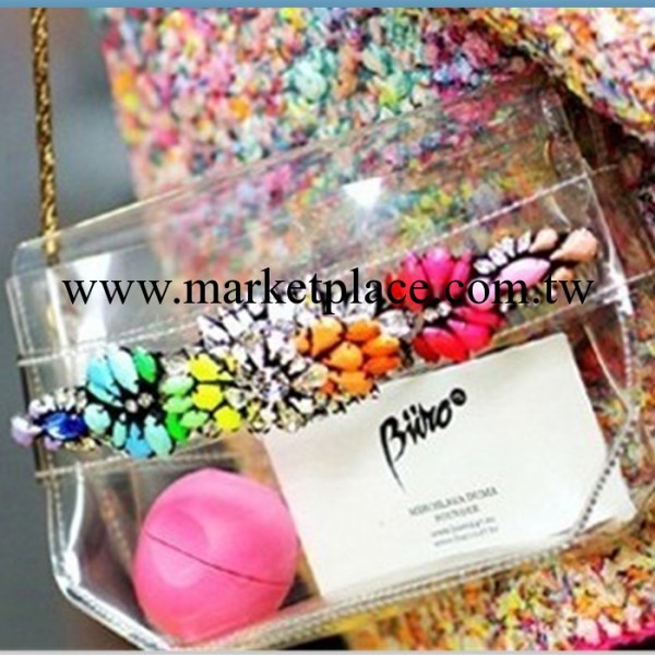 現貨 全球斷貨限量 彩虹色寶石透明PVC手包 單肩包 sho*rouk工廠,批發,進口,代購