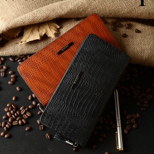 BODI鱷魚紋單拉鏈真皮男士錢包 2013新款牛皮手拿包 高檔商務手包工廠,批發,進口,代購