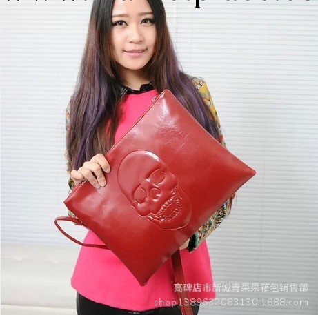 歐美風2014新款潮女信封公文包單肩斜跨包夜店手拿包骷髏包工廠,批發,進口,代購