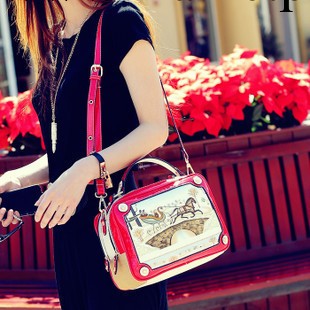 包包2013新款 潮 女復古森女漫畫卡通印花女式單肩包手提包斜挎包工廠,批發,進口,代購