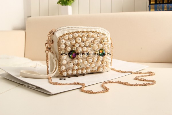 韓版2013新款潮珍珠手拿包手包復古鏈條女包手提單肩斜跨包小包包工廠,批發,進口,代購