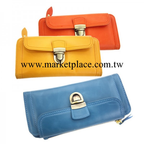 工廠現貨批發女式包蓋式長款錢包5色入多卡位時尚復古簡約手拿包工廠,批發,進口,代購