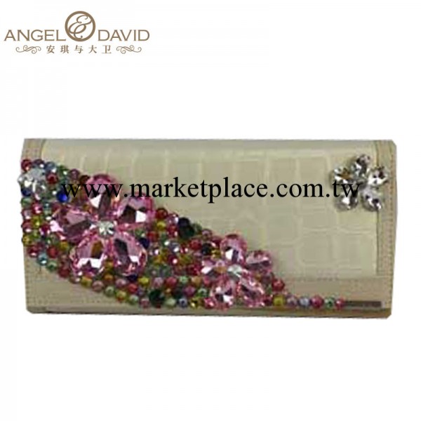 新款女包 歐洲站女士鑲鉆錢包 真皮花朵錢包批發 外貿手拿包批發工廠,批發,進口,代購