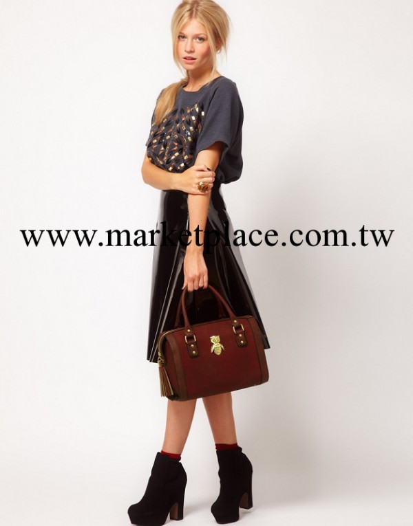 D94-14-040    ASOS貓頭鷹 流蘇拉鏈皮包手提包女士 挎包 兩用包工廠,批發,進口,代購