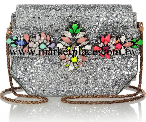 歐美時尚大牌 shour*uk 水晶裝飾亮片閃粉PVC斜挎包/手包 批發工廠,批發,進口,代購