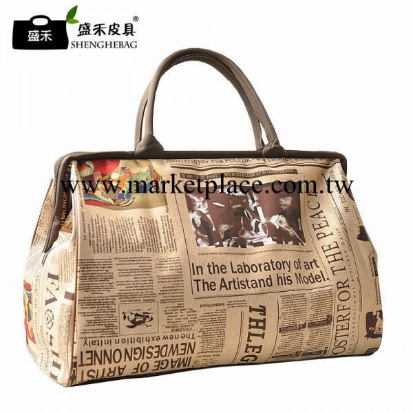 G013復古畫報大號手提女包旅行包出遊公文包時尚休閒包包【已停售工廠,批發,進口,代購