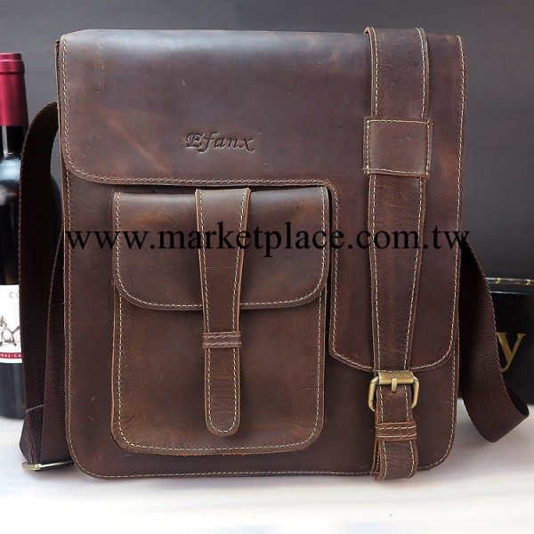 進口牛皮 手工單肩休閒包 男士斜挎真皮包 廣州批發真皮男包工廠,批發,進口,代購